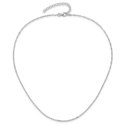 Sterling Silver Rhodium-plated Paperclip Link 16in w/2in ext Necklac