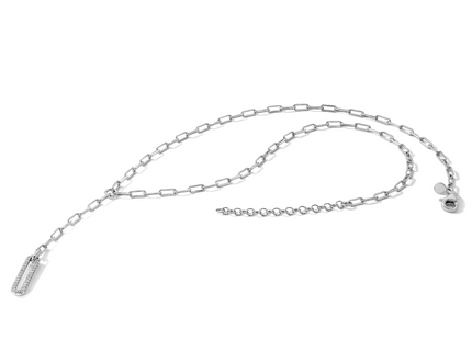 Sterling Silver Rhodium-plated Paperclip Link CZ 16in w/1.75in ext. Necklac