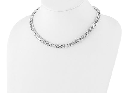 Sterling Silver Rhodium-plated Byzantine Link 17in Necklace (Style QG6499-17)
