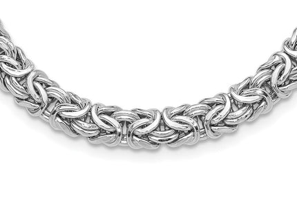 Sterling Silver Rhodium-plated Byzantine Link 17in Necklace (Style QG6499-17)