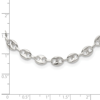 Sterling Silver Rhodium-plated 7.25in w/.5in ext. Fancy Link Necklace