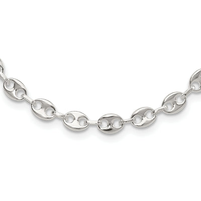 Sterling Silver Rhodium-plated 7.25in w/.5in ext. Fancy Link Necklace