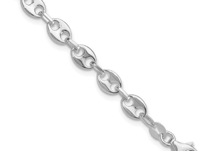 Sterling Silver Rhodium-plated 7.25in w/.5in ext. Fancy Link Necklace