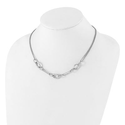 Sterling Silver Rhodium-plated 7in w/1in ext Interlocking Circles Necklace