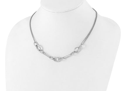 Sterling Silver Rh-plated 18in w/1.5in ext Interlocking Circles Necklace (Style QG6514-18)