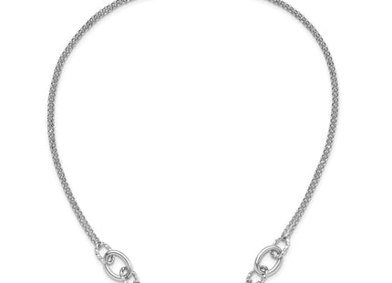 Sterling Silver Rh-plated 18in w/1.5in ext Interlocking Circles Necklace (Style QG6514-18)
