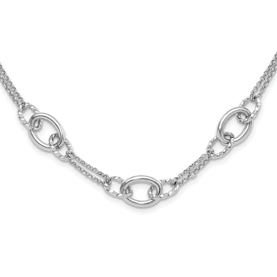 Sterling Silver Rhodium-plated 7in w/1in ext Interlocking Circles Necklace
