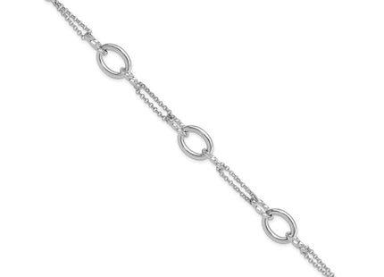 Sterling Silver Rhodium-plated 7in w/1in ext Interlocking Circles Necklace
