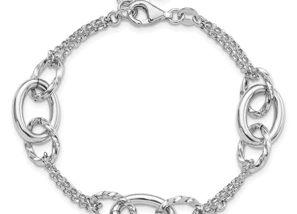 Sterling Silver Rhodium-plated 7in w/1in ext Interlocking Circles Necklace