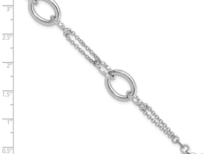 Sterling Silver Rhodium-plated 7in w/1in ext Interlocking Circles Necklace
