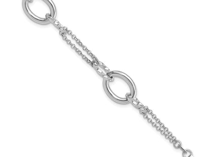 Sterling Silver Rhodium-plated 7in w/1in ext Interlocking Circles Necklace