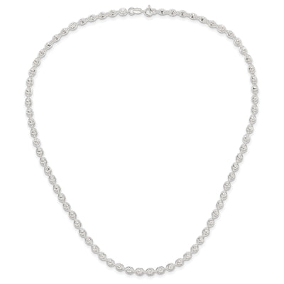 Sterling Silver Polished and Diamond Cut Beaded Necklace