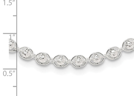 Sterling Silver Polished and Diamond Cut Beaded Necklace (Style QG6527-18)