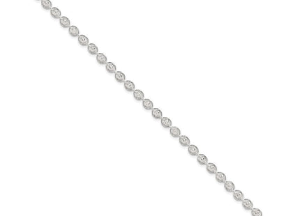 Sterling Silver Polished and Diamond Cut Beaded Necklace