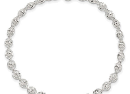 Sterling Silver Polished and Diamond Cut Beaded Necklace