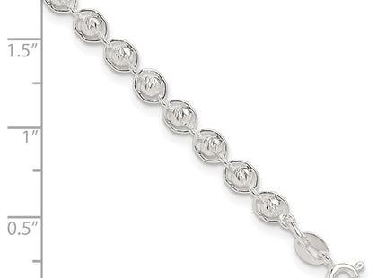 Sterling Silver Polished and Diamond Cut Beaded Necklace