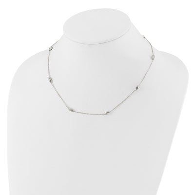 Sterling Silver Polished Fancy Beaded Link 7.5in Necklace