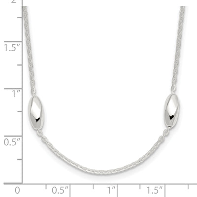 Sterling Silver Polished Fancy Beaded Link 7.5in Necklace