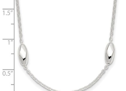 Sterling Silver Polished Fancy Beaded Link 18in Necklace (Style QG6537-18)