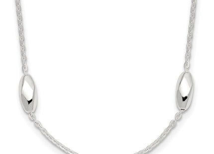 Sterling Silver Polished Fancy Beaded Link 18in Necklace (Style QG6537-18)