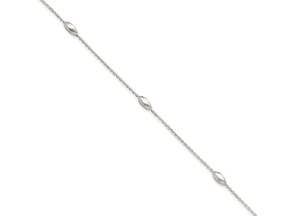 Sterling Silver Polished Fancy Beaded Link 7.5in Necklace
