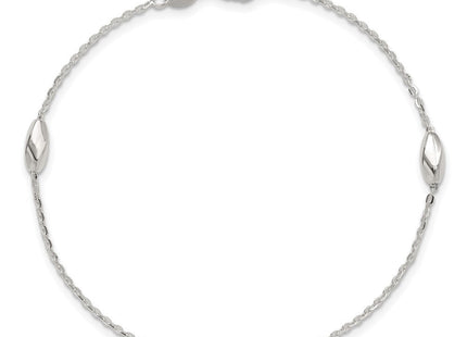Sterling Silver Polished Fancy Beaded Link 7.5in Necklace