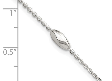 Sterling Silver Polished Fancy Beaded Link 7.5in Necklace