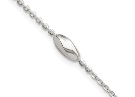 Sterling Silver Polished Fancy Beaded Link 7.5in Necklace