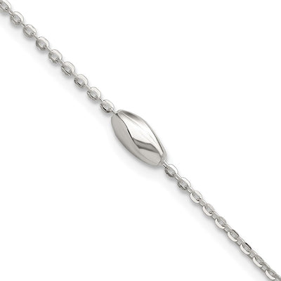 Sterling Silver Polished Fancy Beaded Link 7.5in Necklace