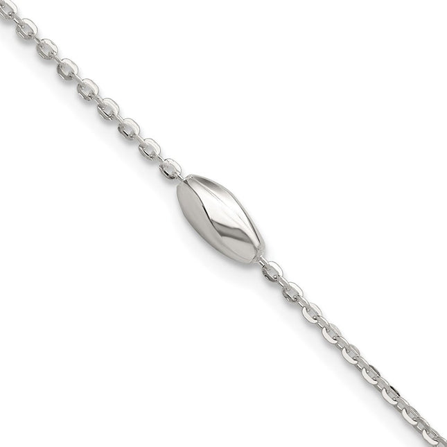 Sterling Silver Polished Fancy Beaded Link 7.5in Necklace