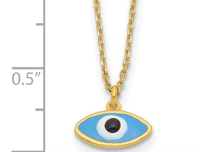 Sterling Silver Gold-plated Enamel Evil Eye w/1in ext. Necklace (Style QG6545-16)