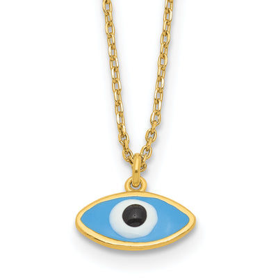 Sterling Silver Gold-plated Enamel Evil Eye w/.5 in ext. Necklace