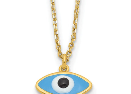 Sterling Silver Gold-plated Enamel Evil Eye w/1in ext. Necklace (Style QG6545-16)