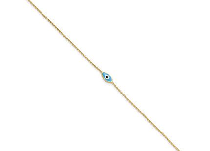 Sterling Silver Gold-plated Enamel Evil Eye w/.5 in ext. Necklace