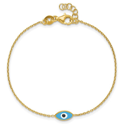 Sterling Silver Gold-plated Enamel Evil Eye w/.5 in ext. Necklace