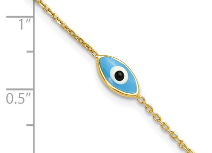 Sterling Silver Gold-plated Enamel Evil Eye w/.5 in ext. Necklace