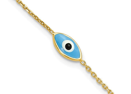 Sterling Silver Gold-plated Enamel Evil Eye w/.5 in ext. Necklace