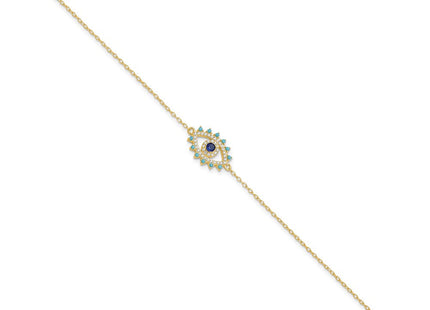 Sterling Silver Gold-tone Glass and Glass Crystal Evil Eye Necklace