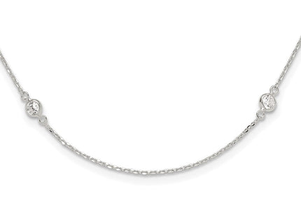 Sterling silver cubic zirconia station necklace