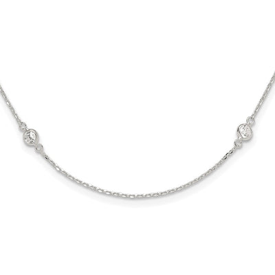 Sterling silver cubic zirconia station necklace