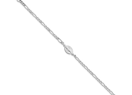 Sterling Silver RH-plated Miraculous Medal 7.25in w/1in ext. Necklace
