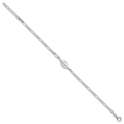 Sterling Silver RH-plated Miraculous Medal 7.25in w/1in ext. Necklace