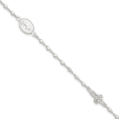 Sterling silver cubic zirconia miraculous medal bracelet