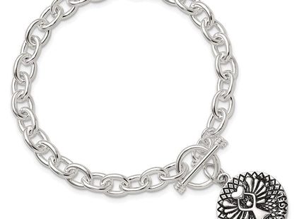 Sterling Silver Oxidized Dangle GUARDIAN ANGEL Toggle Clasp Necklace