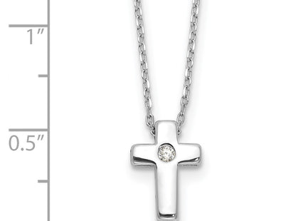 Sterling silver cubic zirconia cross necklace, another view