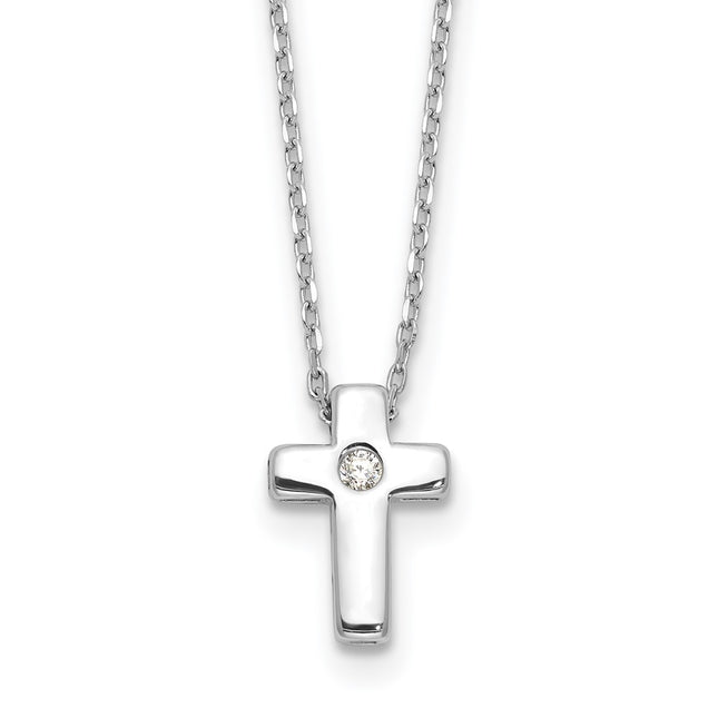 Sterling silver cubic zirconia cross necklace