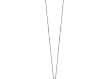 Sterling Silver Rhodium-plated CZ Cross 16in w/2in ext Necklace (Style QG6572-16)