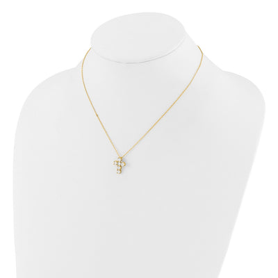 Sterling Silver Gold-tone CZ Cross 16in w/2in ext Necklace