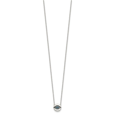 SS Multi Color CZ Evil Eye 16in w/2in ext Necklace