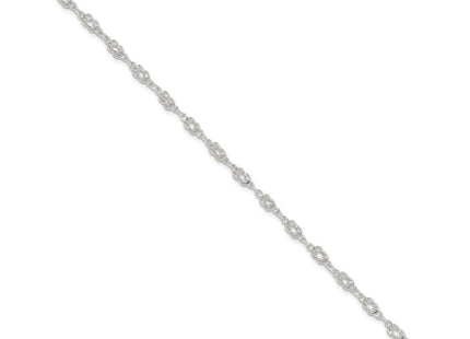 Sterling Silver Solid Polished Fancy Knot-Link Anklet (Style QG666-9)